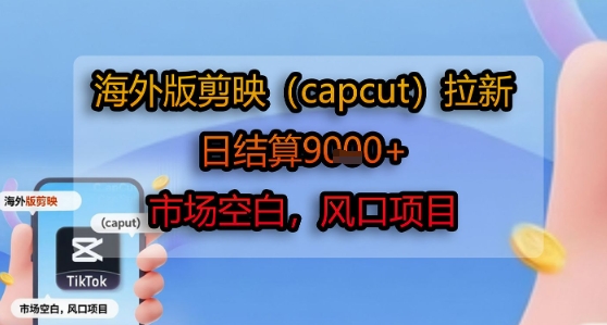 海外版剪映(capcut)拉新，日结算1k+，市场空白，风口项目-大鱼聊项目