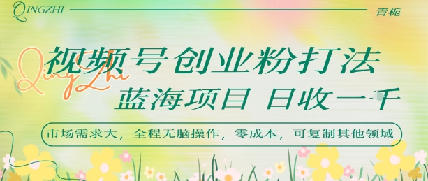 视频号创业粉打法，日入1k，蓝海项目，市场需求大，全程无脑操作，可复制-大鱼聊项目