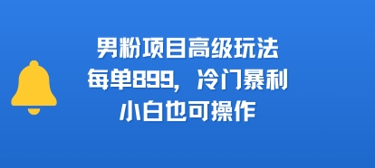 男粉项目高级玩法，每单899，冷门暴利，小白也可操作-大鱼聊项目