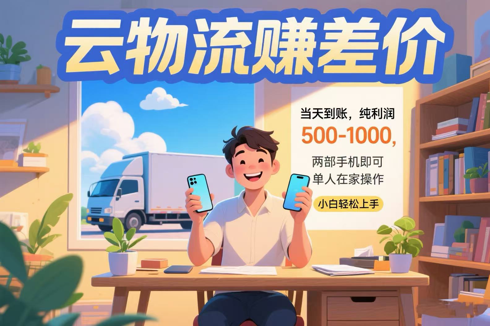 云物流赚差价 当天到账纯利润500-1000 两部手机即可 可单人在家操作 小…-大鱼聊项目