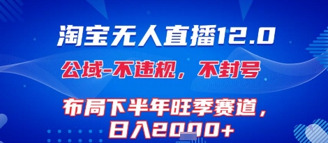 淘宝无人直播12.0，不封号，不违规，布局下半年旺季赛道，日入1k+(独家技术)【揭秘】-大鱼聊项目