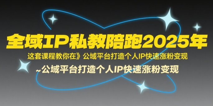 全域IP私教陪跑2025年，这套课程教你在公域平台打造个人IP快速涨粉变现-大鱼聊项目