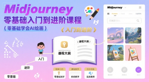 midjourney零基础入门到进阶课程，零基础学会AI绘画-大鱼聊项目