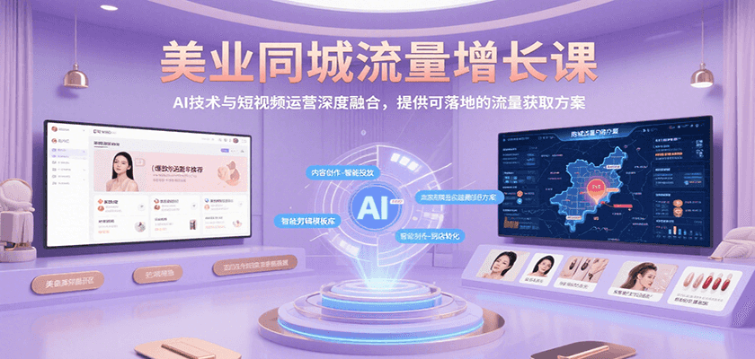 美业同城流量增长课，AI技术与短视频运营深度融合，提供可落地的流量获取方案-大鱼聊项目