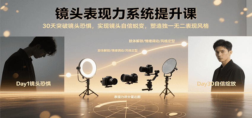 镜头表现力系统提升课，30天突破镜头恐惧实现自信蜕变，塑造独一无二表现风格-大鱼聊项目