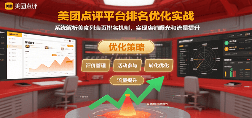 美团点评平台排名优化实战，系统解析美食列表页排名机制，实现店铺曝光和流量提升-大鱼聊项目