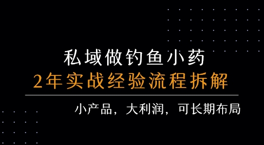 私域做钓鱼小药 每单利润3张+ 详细流程拆解-大鱼聊项目