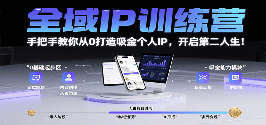 全域IP训练营，手把手教你从0打造吸金个人IP，开启第二人生！-大鱼聊项目