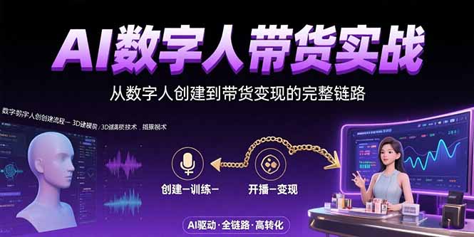 AI数字人+带货实战：从数字人创建到带货变现的完整链路-大鱼聊项目