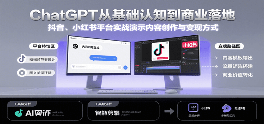 ChatGPT从基础认知到商业落地，实战演示抖音、小红书等平台的内容创作与变现-大鱼聊项目