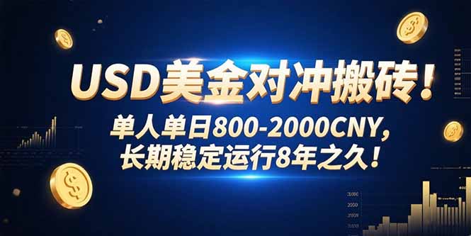 USD美金对冲搬砖!单人单日800-2000CNY，长期稳定运行8年之久!-大鱼聊项目