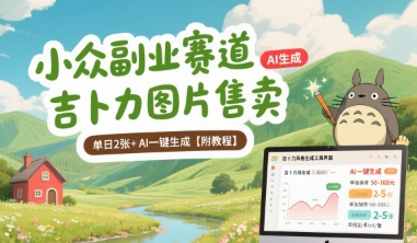 小众副业赛道 吉卜力图片售卖 单日2张+ AI一键生成【附教程】-大鱼聊项目