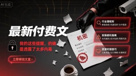 最新付费文：我的这些提醒，的确是透露了太多内幕-大鱼聊项目