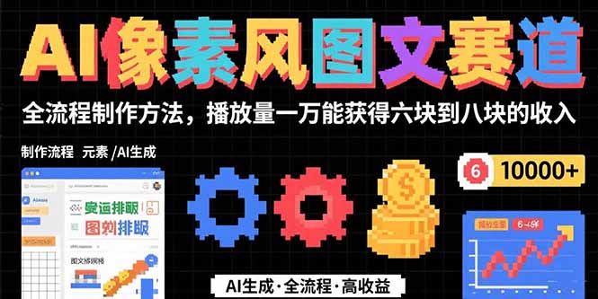 AI像素风图文赛道：全流程制作方法，播放量一万能获得6块到8块的收入-大鱼聊项目