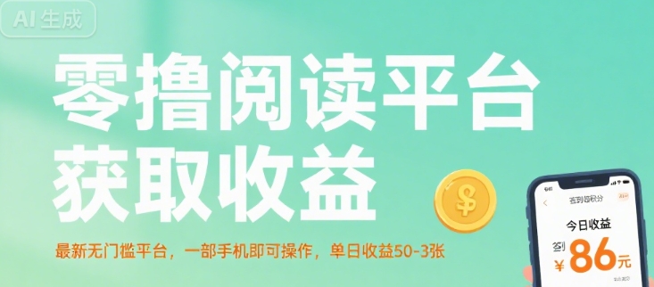 零撸阅读平台获取收益，最新无门槛平台，一部手机即可操作，单日收益50-3张【揭秘】-大鱼聊项目
