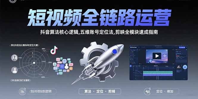 短视频全链路运营：抖音算法核心逻辑,五维账号定位法,剪映全模块速成指南-大鱼聊项目