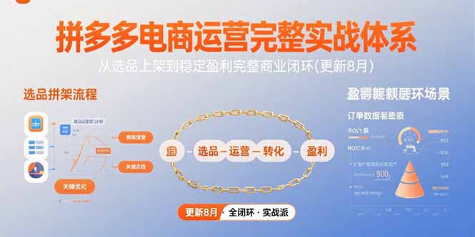 拼多多电商运营完整实战体系，从选品上架到稳定盈利完整商业闭环(更新8月-大鱼聊项目