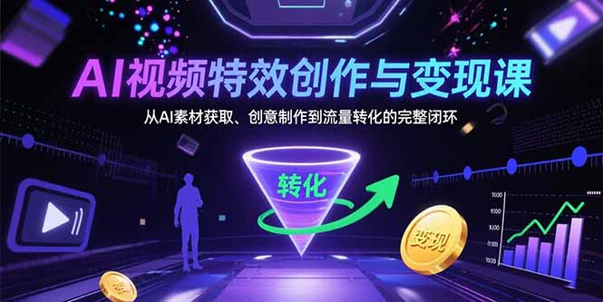 AI视频特效创作与变现课：从AI素材获取、创意制作到流量转化的完整闭环-大鱼聊项目