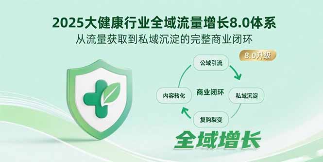2025大健康行业全域流量增长8.0体系，从流量获取到私域沉淀的完整商业闭环-大鱼聊项目