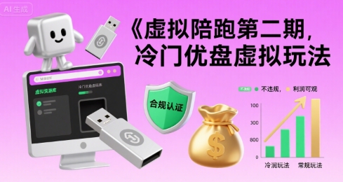 虚拟陪跑第二期，冷门优盘虚拟玩法，不违规，利润可观-大鱼聊项目