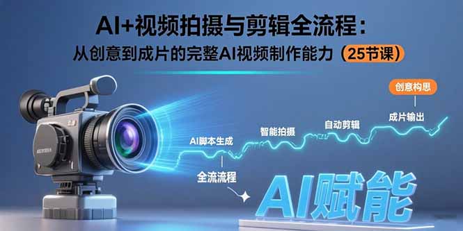 AI+视频拍摄与剪辑全流程：从创意到成片的完整AI视频制作能力(25节课-大鱼聊项目