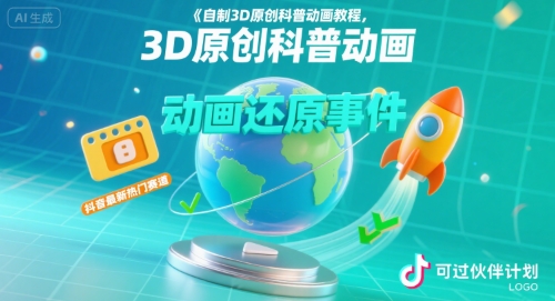 自制3D原创科普动画教程，动画还原事件，抖音最新热门赛道，可过伙伴计划-大鱼聊项目