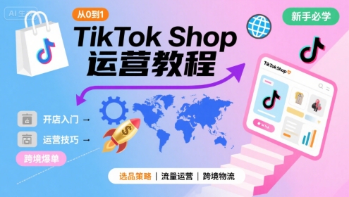TikTok Shop从0到1运营教程，TikTok跨境电商新手必学课程-大鱼聊项目