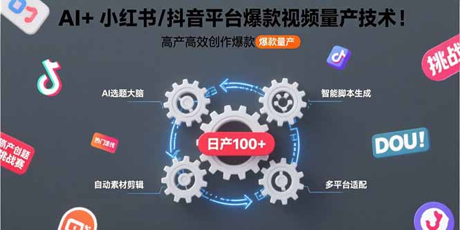 AI+小红书/抖音平台爆款视频量产技术：高产高效创作爆款视频！-大鱼聊项目