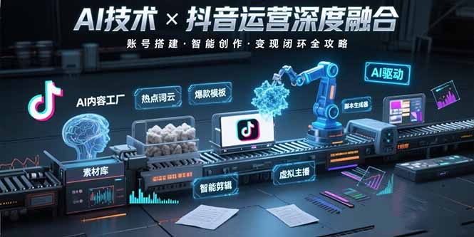 AI技术与抖音运营的深度融合应用：涵盖账号搭建、内容创作、收益变现等-大鱼聊项目