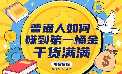 普通人如何賺到第一桶金，干货满满，操作方法及步骤-大鱼聊项目