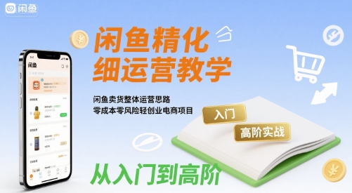 闲鱼精细化运营入门+高阶实战教学，闲鱼卖货整体运营思路，零成本零风险轻创业电商项目-大鱼聊项目