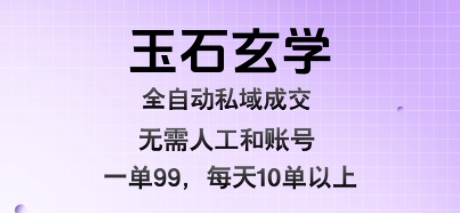 玉石玄学全自动私域成交，一单99每天十单以上，无需人工和矩阵账号，蓝海项目直接干【揭秘】-大鱼聊项目