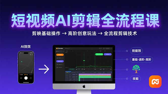 短视频AI剪辑技能，从剪映基础操作到高阶创意玩法，全流程剪辑技术-大鱼聊项目