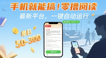 手机就能搞！零撸阅读挂G，最新平台，一键自动运行，随时随地挣，单日50-3张+【揭秘】-大鱼聊项目