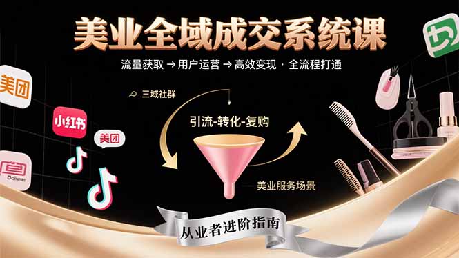 美业全域成交系统课程：帮助美业从业者打通从流量获取到高效变现全流程-大鱼聊项目