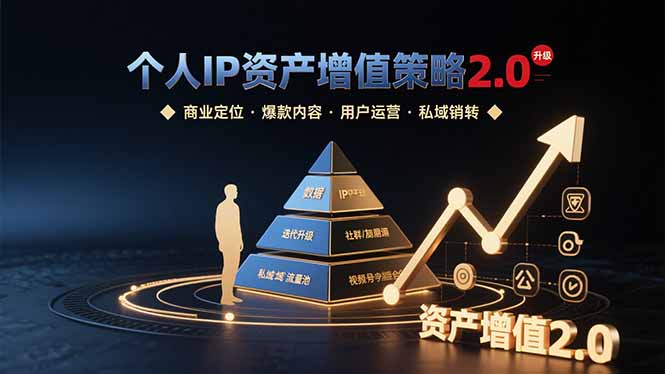 个人IP资产增值策略2.0 拆解商业定位/爆款内容/用户运营/私域销转四大模块-大鱼聊项目