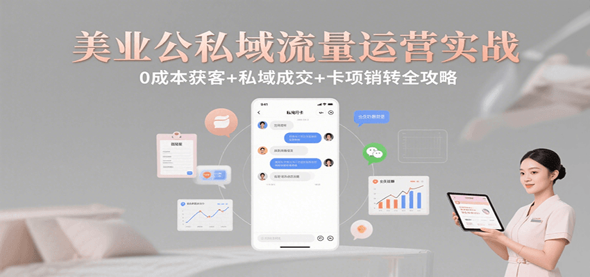 美业公私域流量运营实战：0成本获客+私域成交+卡项销转全攻略-大鱼聊项目