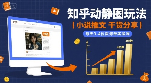 小说推文干货分享之知乎动静图玩法，每天3-4位数爆单实操课-大鱼聊项目