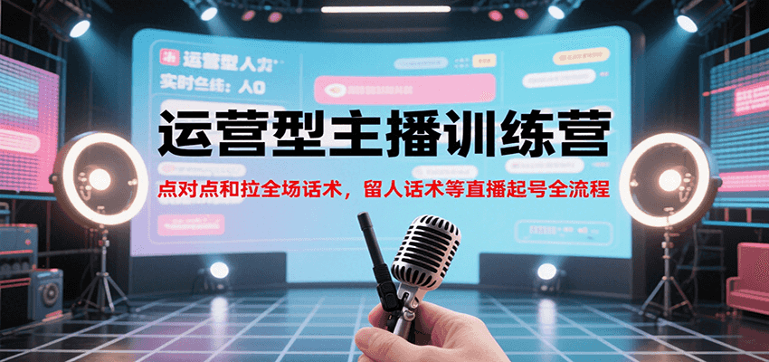 运营型主播训练营，点对点和拉全场话术，留人话术等直播起号全流程(更新8月)-大鱼聊项目