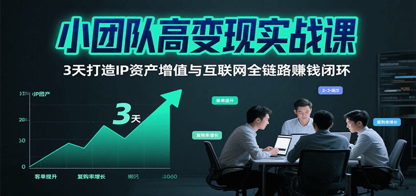 小团队高变现实战课，3天打造IP资产增值与互联网全链路赚钱闭环(第二期)-大鱼聊项目