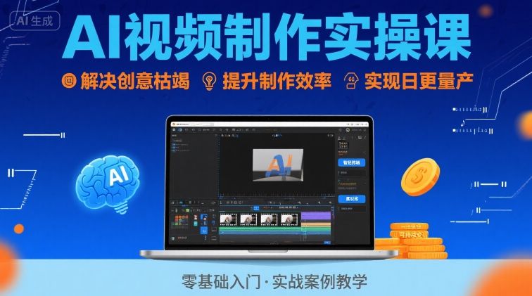 Ai视频制作实操课，解决创意枯竭、效率低下痛点，实现日更量产可持续变现-大鱼聊项目