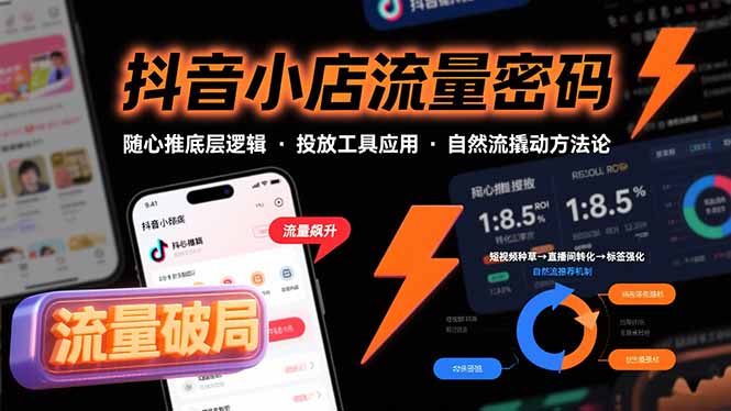 抖音小店流量密码，随心推底层逻辑，投放工具应用，自然流撬动核心方法论-大鱼聊项目