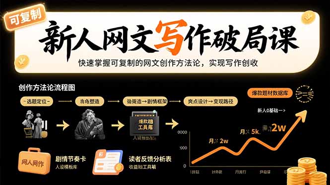 新人网文写作破局课：快速掌握可复制的网文创作方法论，实现写作创收-大鱼聊项目
