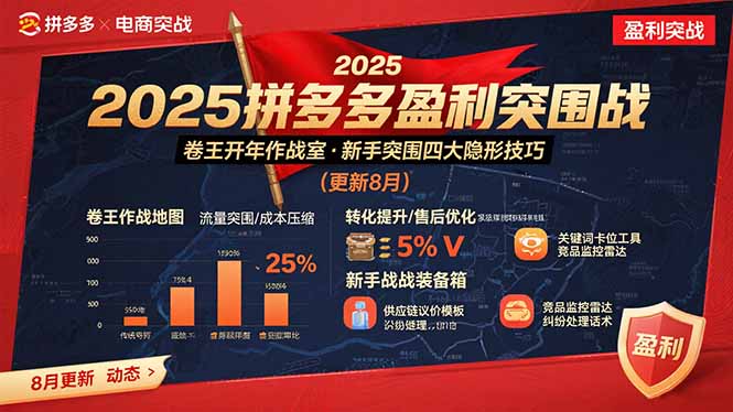 2025拼多多盈利突围战：卷王开年作战室，新手突围四大隐形技巧(更新8月-大鱼聊项目