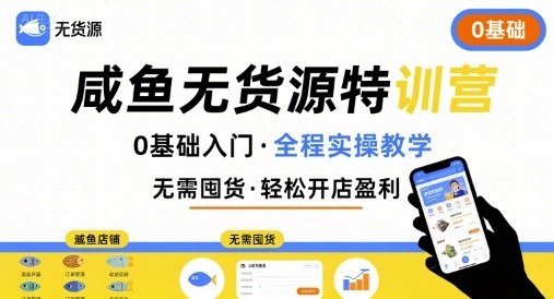 无货源特训营，0基础带你玩转咸鱼无货源-大鱼聊项目