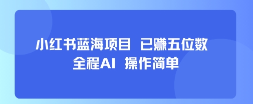 小红书蓝海项目，全程AI，操作简单，已挣五位数-大鱼聊项目