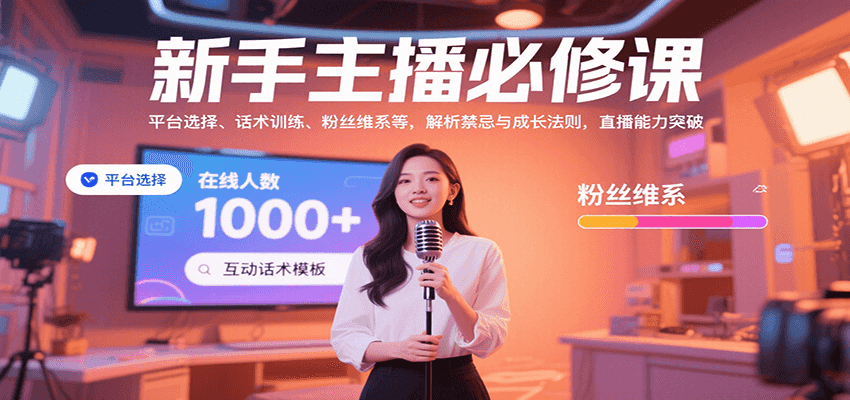 新手主播必修课：平台选择、话术训练、粉丝维系等，解析禁忌与成长法则，突破直播能力-大鱼聊项目
