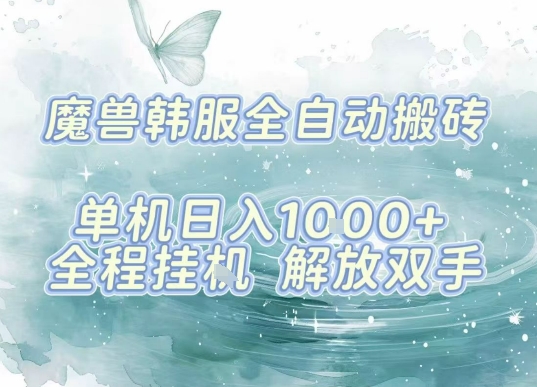 最新韩服游戏搬砖，单机日入1k+，全自动运行挂G项目，解放双手【揭秘】-大鱼聊项目