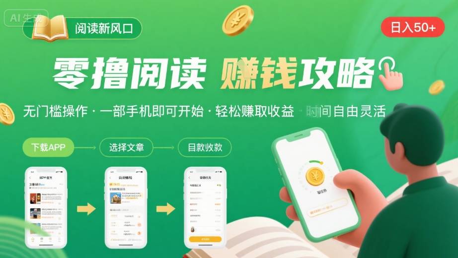 零撸阅读新风口，无门槛轻松挣，一部手机，日入 50-3张【揭秘】-大鱼聊项目