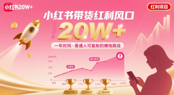 一年时间靠小红书带货项目年入20w+，最不能错的大红利项目-大鱼聊项目